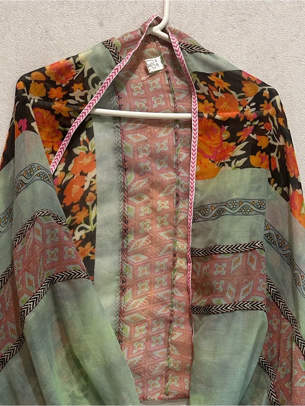 B. P. Infinity Light Green Floral Patterned Women's Scarf Summer
